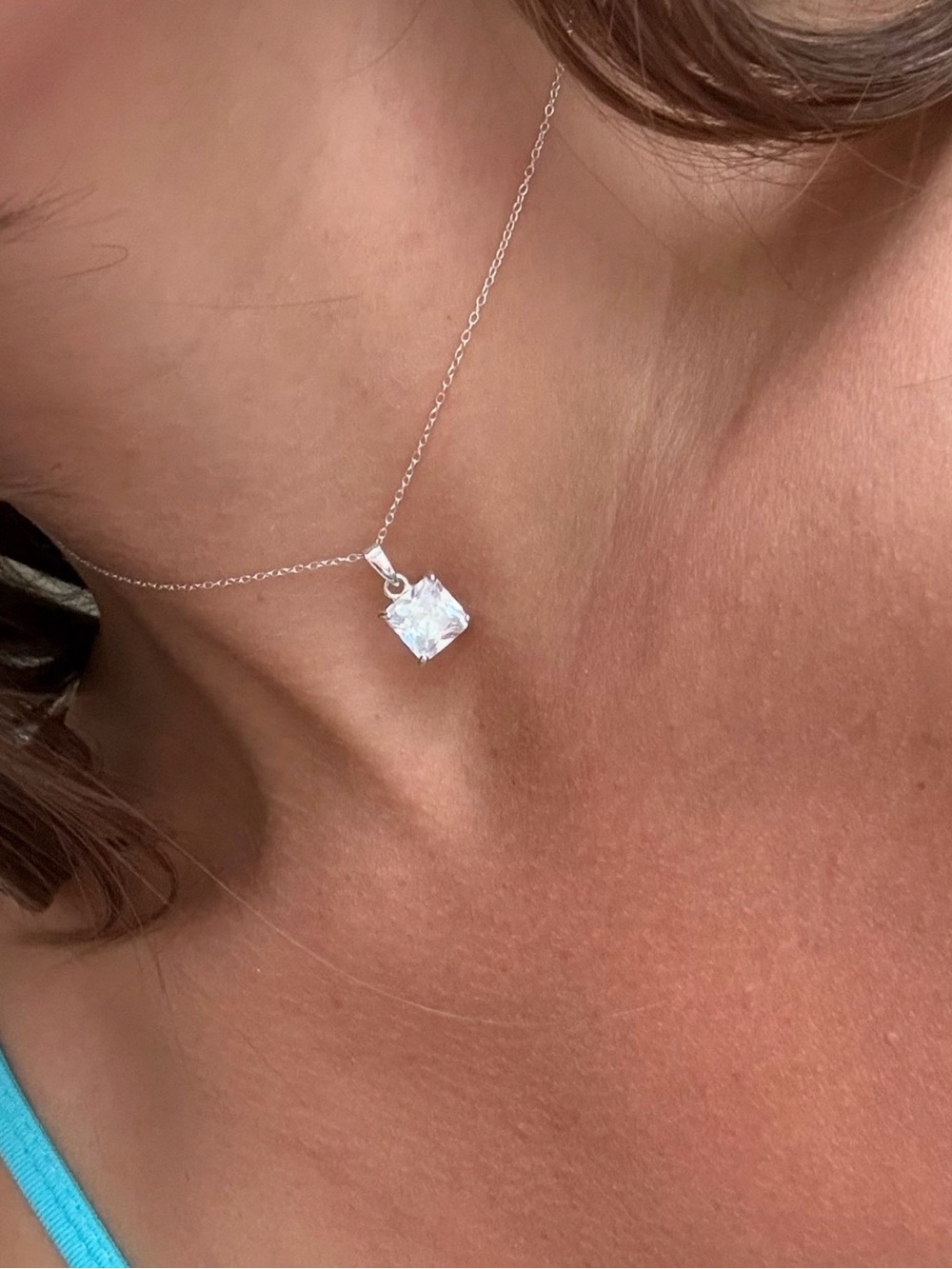 Princess cut diamond necklace